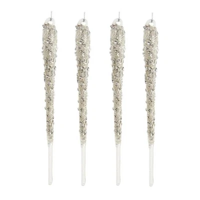 Kurt Adler Adornos de Vidrio para Árbol de Navidad, Icicles con Brillo (Pack de 4) Foto 1 de 3