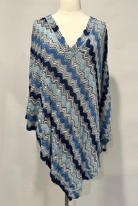MISSONI MARE Blue Chevron Knit Poncho Swim Coverup Top IT 40 US 4 - Picture 1 of 3