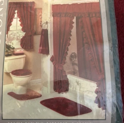 Cortina de ducha de tela Madison Reflections Swag, forro de vinilo y cortina de ventana Foto 1 de 3