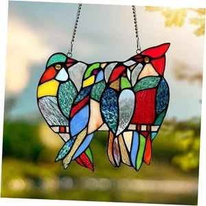 Birds Stained Glass Window Hangings, Handmade Suncatcher Vivid Birds - Picture 1 of 8