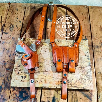 Ruger Shoulder Holster with Dual Mag Pouch - Leather Vertical Roto Holster - Image 1 of 3