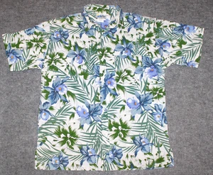 vintage SEARS MEN'S STORE HAWAIIAN SHIRT 80s Made USA Tiki Island Floral L Shirt - Picture 1 of 4