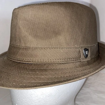 DPC 1921 Men's Lt. Brown 100% Cotton  Fedora Trilby Hat Size MEDIUM Lined - Image 1 of 4