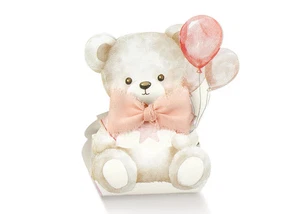 Scotton Konfektdose 60 x 45 x 110 mm Baby Bär rosa Luftballons 10 P - Bild 1 von 1