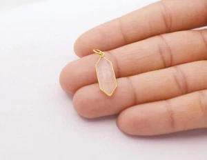 Natural Rose Quartz Gold Charm-18k Solid Gold Handmade charm Necklace R082 - Picture 1 of 4