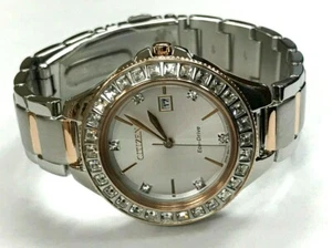 Reloj Citizen FE1196-57A Silueta Cristal Esfera Plateada Dos Tonos Damas GARANTÍA - Imagen 1 de 15