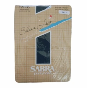 Sabra Pantyhose Navy Fits 5'- 5'10" 100-150 lbs Sheer Leg Reinforced NOS - Picture 1 of 4