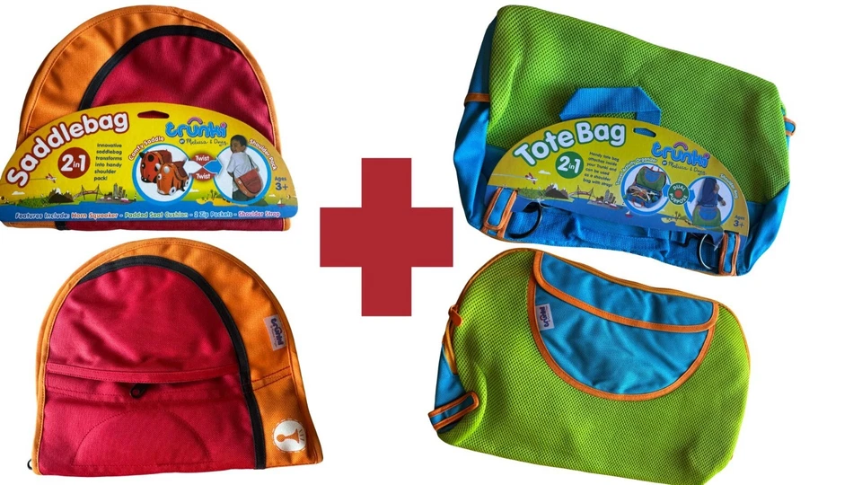 TRUNKI: Alforja Naranja Rojo Cuerno y Bolso de Mano Verde Azul Bolsas de Viaje 2 en 1 Foto 1 de 4