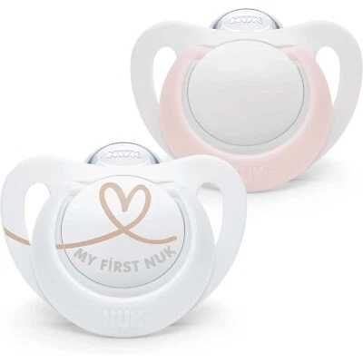 Baby Dummy Silicone Newborn Soothers White Pink Bpa-Free 2-Pack Case 0-2m Nuk