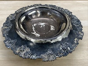 Antique Silver Plate Bowl EPNS 015 Tray Embossed Grapes - Picture 1 of 12