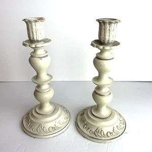 Italian Candlestick Holders Made in Italy Plastic Patina Boho Shabby Set Of 2 - Picture 1 of 8