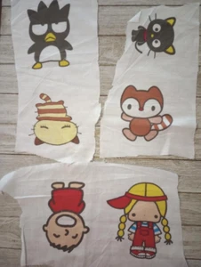 sanrio hello kitty fun fabric scrap 3 to 4.5 inch 6 character 3pc #1002 new - Picture 1 of 2