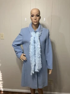 Hermoso Abrigo Azul Bebé "Larry Levine" Damas Mezcla de Lana Completamente Forrado Talla Pequeña - Imagen 1 de 11