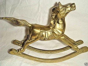 TERRIFIC Solid Cast BRASS ROCKING HORSE - 8" long x 5.5" tall - Picture 1 of 5