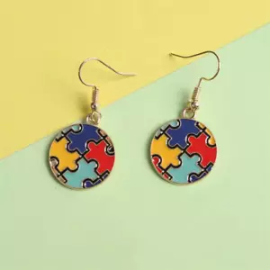 Autism Awareness Puzzleteile Kugel Ohrringe KOSTENLOSER VERSAND AUS DEN USA - Bild 1 von 1