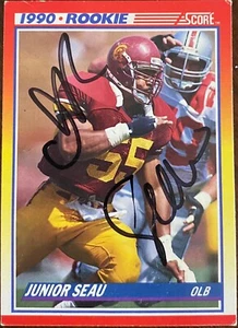 Junior Seau Signed USC Trojans 1990 SCORE RC #302 Football Card w/PROOF COA - Picture 1 of 6