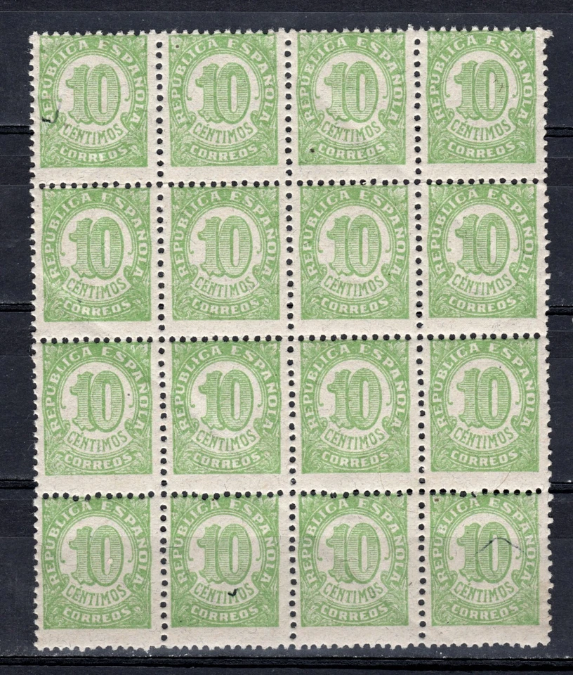 ESPAÑA 1938 EDIFIL 746** CIFRAS 10c. BLOQUE DE 16 - Imagen 1 de 1