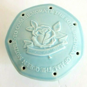 Vintage Blue Ceramic Pomander Queen Mother 80th Birthday England 1980 - Picture 1 of 8