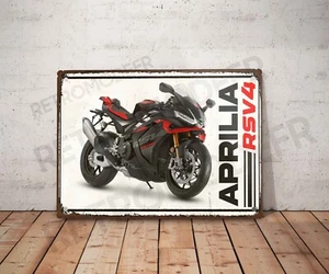 Vintage Blechschild Aprilia RSV4 Schild Garage Dekoration Motorrad Deko - Bild 1 von 3
