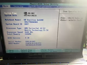 HP Pavilion dv6000 Laptop AMD Turion X2 64 Bit 2GB RAM 73GB HDD kein Betriebssystem