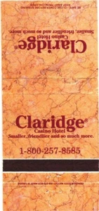 Atlantic City New Jersey The Claridge Casino Hotel Vintage Matchbook Cover - Picture 1 of 2