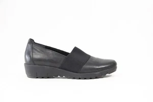 Remonte Slip on Shoes Women Black Leather Loafer Wedge Heel EU 39 Comfort - Picture 1 of 11