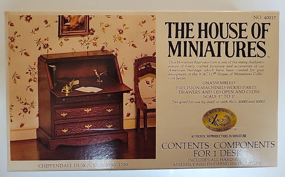 House Of Miniatures Chippendale Desk Circa 1750-90 Dollhouse Kit 40017 NEW  - Image 1 of 1