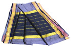 Brautkleid Sari indisch Vintage Baumwolle Seide gebraucht Saree blau...