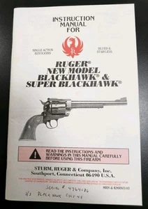 RUGER NEW MODEL BLACKHAWK & SUPER BLACKHAWK Instruction Manual 1993 - Bild 1 von 2
