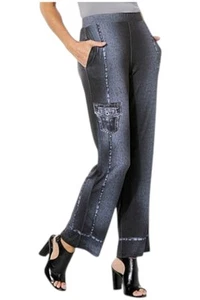 Antthony Women's Printed Denim Studio Stretch Pull-On Pant Black - Picture 1 of 1