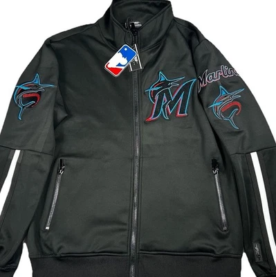 Pro Standard Miami Marlins Fleece Men's Large Black Performance Full Zip Jacket - Image 1 of 4