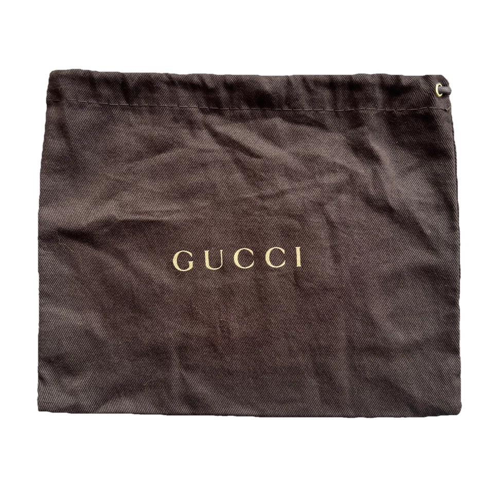 "Bolsa de viaje GUCCI con cordón para el polvo marrón 9"" x 7,5""" Foto 1 de 4