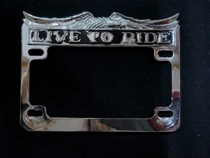 Oldtimer Chrom Harley Davidson Motorräder LiveTo Ride Eagle Kennzeichenrahmen - Bild 1 von 2