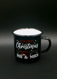 Black Coffee Tea Mug "Our First Christmas As Mr And Mrs. #TA2 - Picture 1 of 5