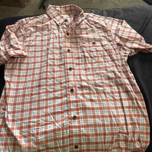 Mens Size Medium Shirt Sleeved Button Down Shirt By Bob Timberlake Orange/Blue - Picture 1 of 6
