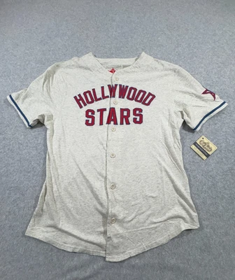 Red Jacket Shirt Mens Large Gray Hollywood Stars Minor League Baseball Button - Image 1 of 4