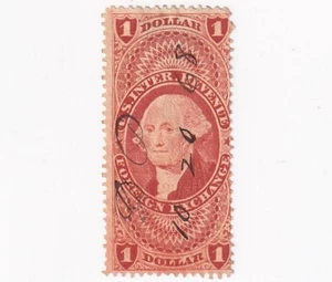 STAMP US SCOTT R68c "Washington - FOREIGN EXCHANGE" $1 1862 USED HAND CNCL - E - Picture 1 of 1
