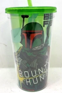 Star Wars Boba Fett Plastic 16oz. Straw Cup NOS (Z26D) - Picture 1 of 5