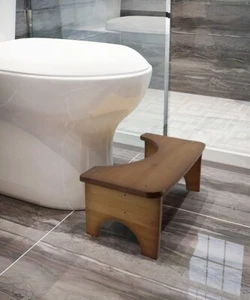 Bamboo Toilet Stool, 6.5" Toilet Stool Squat Adults & Kids, Portable Simple Curv - Picture 1 of 9