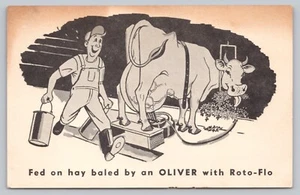 Postcard KS Ad Ransom Motors Fed Hay Baled Oliver Roto-Flo Feed High Return M4 - Picture 1 of 2