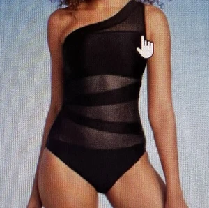 SHADE & SHORE Women's Black One Shoulder Mesh One Piece Swimsuit Swimwear Large - Picture 1 of 10