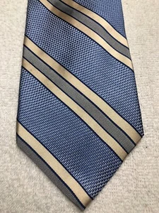 BROOKS BROTHERS MENS TIE SKY BLUE WITH BLUE GRAY GOLD STRIPES 3.5 X 60 - Picture 1 of 4