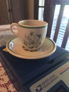 Syracuse China Vintage White Rose Demitasse Cup and Saucer - Picture 1 of 7
