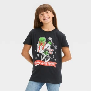 Disney Minnie Mouse Making Spirits Bright Short Sleeve Christmas T-Shirt XS 4/5 - Picture 1 of 1