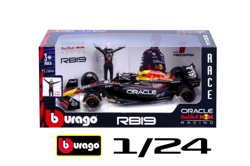 Modellino Max Verstappen Red Bull RB19 con figura pilota Scala 1/24 Burago - Immagine 1 di 1