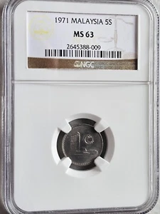 Malaysia 5 Sen 1971 NGC MS 63 - Picture 1 of 2