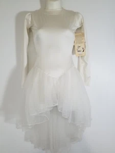 Abito da ballo balletto body Leo's nuovo con etichette taglia M bianco tutù gonna asimmetrica 1652KB - Foto 1 di 10