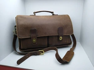 Vintage COACH Attache Brown Leather Messenger Briefcase Tote Bag 5275 15x10x3.5 - Picture 1 of 11