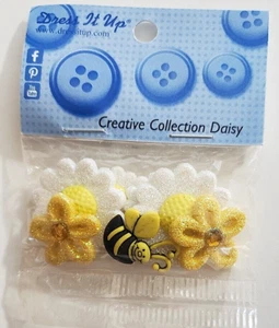 Jesse James Dress It Up Buttons - CREATIVE COLLECTION DAISY - 7 pcs - Picture 1 of 2
