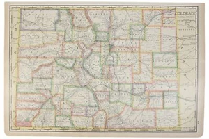 COLORADO Antique MAP STATE Counties Large COLOR 1928 21"x14" Jazz Age 1920s - Picture 1 of 2